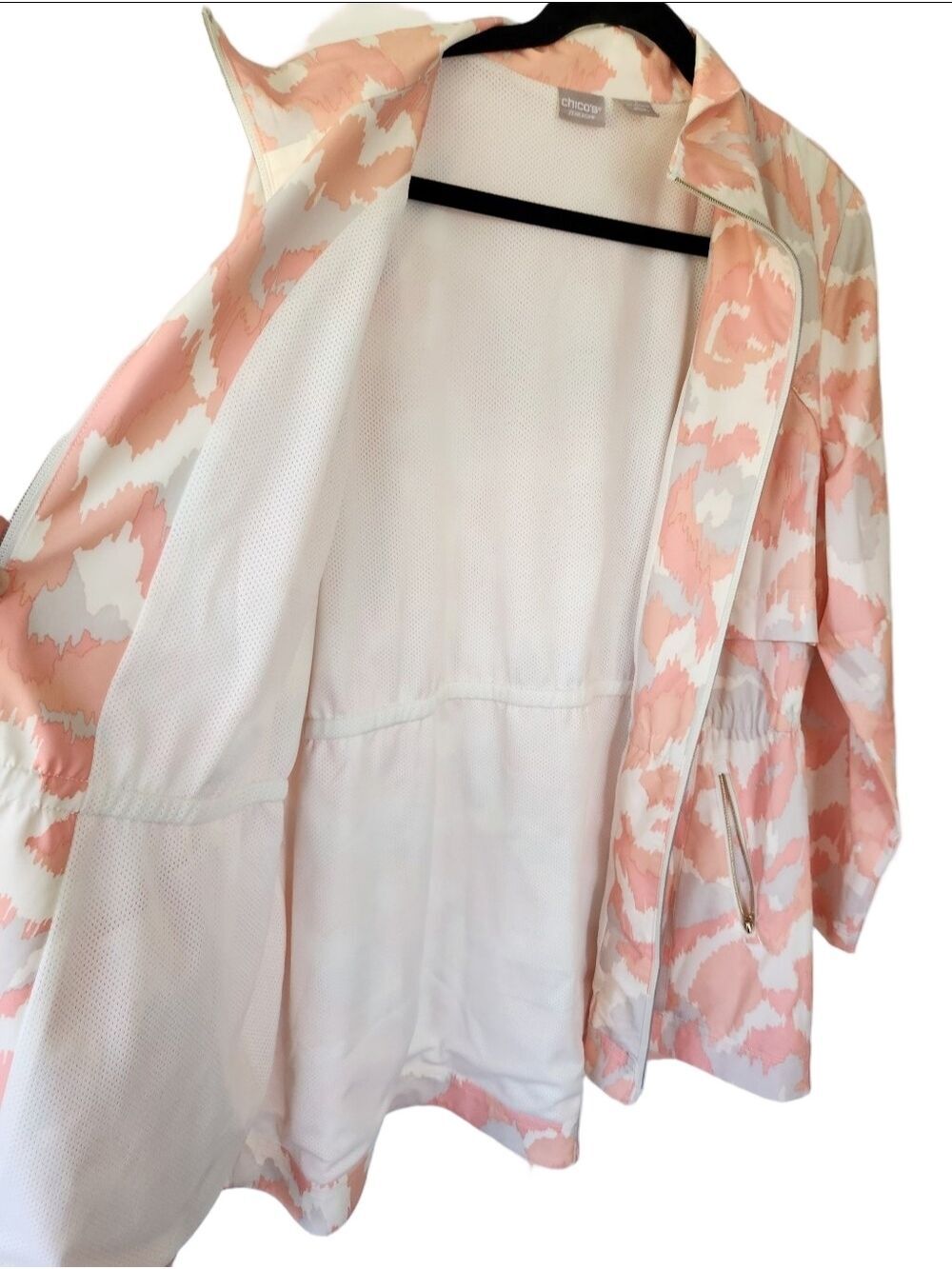Chico's Zenergy printed anorak jacket Sz: 3 US: 16/18 Coral UV Protection Golf - Picture 8 of 13